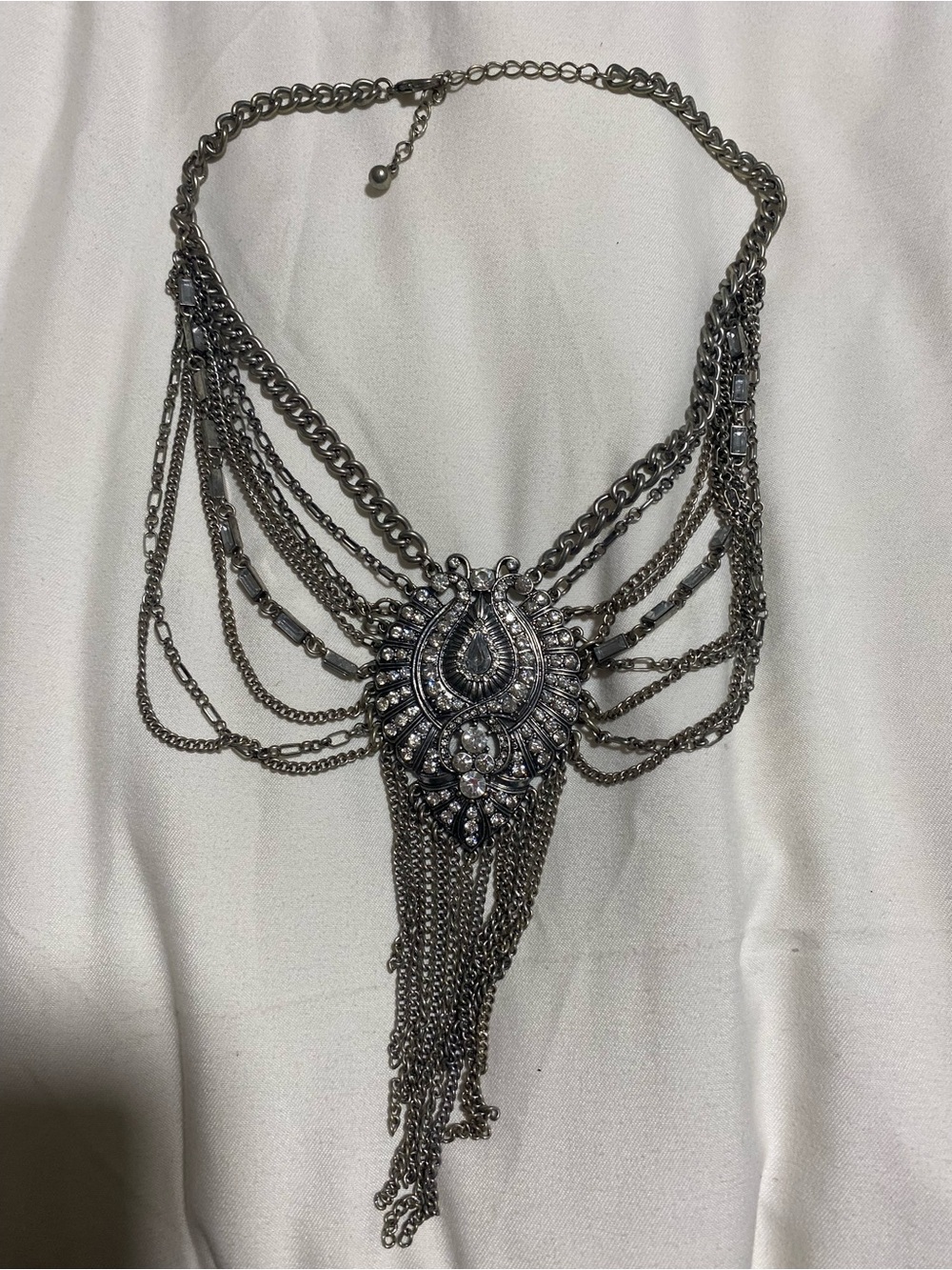 Dramatic Silver-Tone Multi-Layer Fringe Necklace